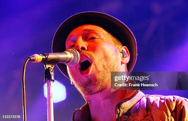 Singer Arnim Teutoburg-Weiss of Beatsteaks performs live during a concert at the Huxleys on April 16, 2011 in Berlin, Germany.