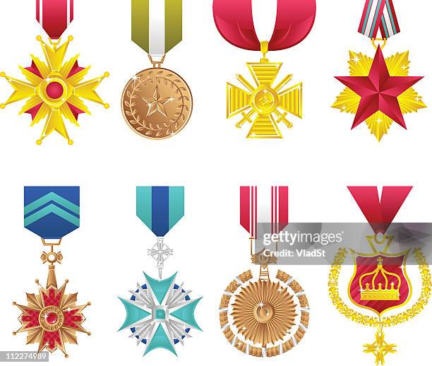 stockillustraties, clipart, cartoons en iconen met orders and honours - medaille