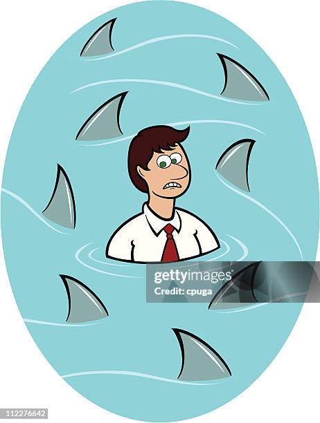 swimming with sharks - animal fin stock illustrations