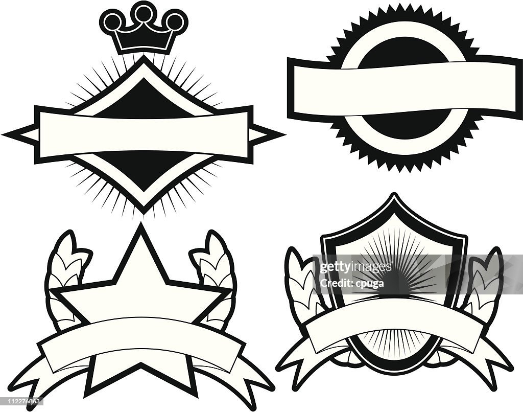 Set Of 4 Black White Emblems Crests High-Res Vector Graphic - Getty Images