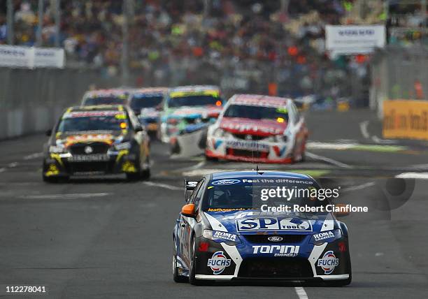 Shane Van Gisbergen drives the SP Tools Racing Ford during race six of the Hamilton 400, which is round four of the V8 Supercar Championship at...