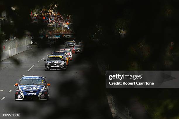 Shane Van Gisbergen drives the SP Tools Racing Ford during race six of the Hamilton 400, which is round four of the V8 Supercar Championship at...