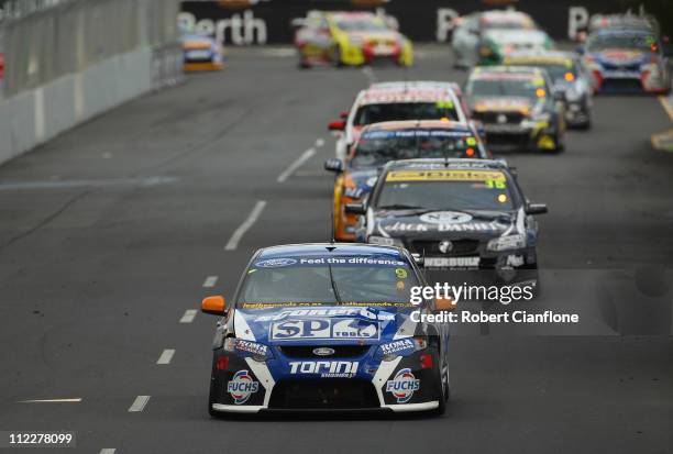 Shane Van Gisbergen drives the SP Tools Racing Ford during race six of the Hamilton 400, which is round four of the V8 Supercar Championship at...