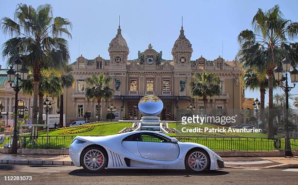 The new Keating ZKRs supercar is displayed in front Monaco Casino during the Top Marques Monaco show at the Grimaldi Forum on April 16, 2001 in...