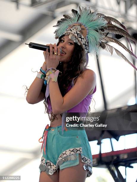 Singer Eliza Doolittle performs during Day 3 of the Coachella Valley Music & Arts Festival 2011 held at the Empire Polo Club on April 17, 2011 in...