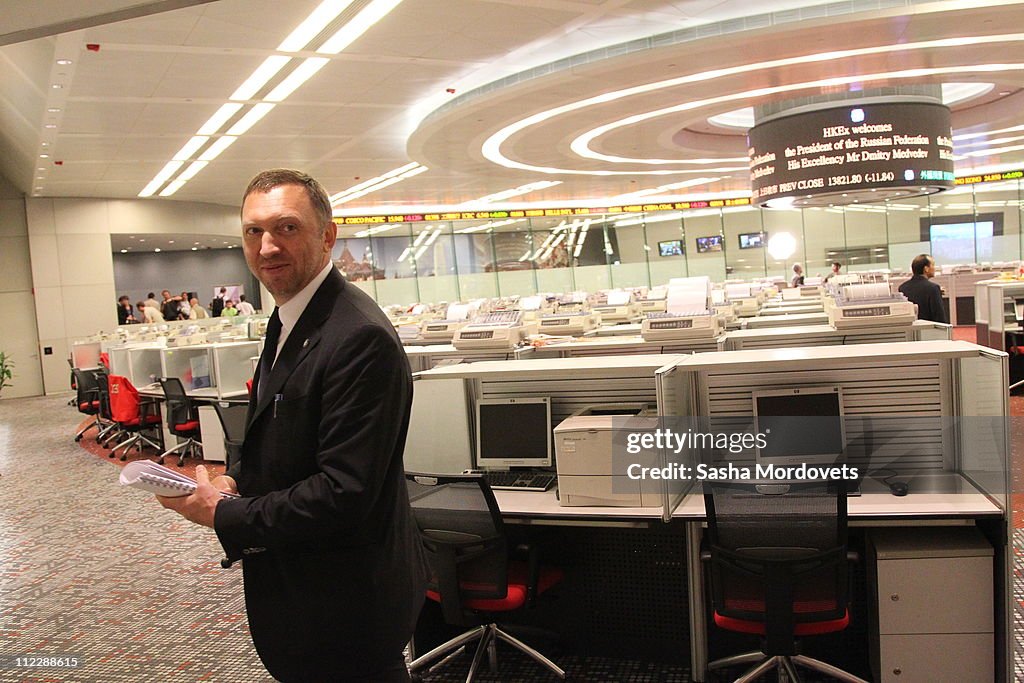 Russian President Dmitry Medvedev Hong Kong Stock Exchange