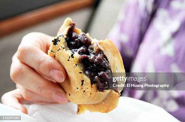 the red bean cake - tainan stock pictures, royalty-free photos & images