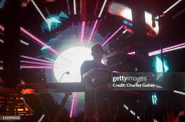 Neil Barnes of Leftfield performs during Day 3 of the Coachella Valley Music & Arts Festival 2011 held at the Empire Polo Club on April 17, 2011 in...
