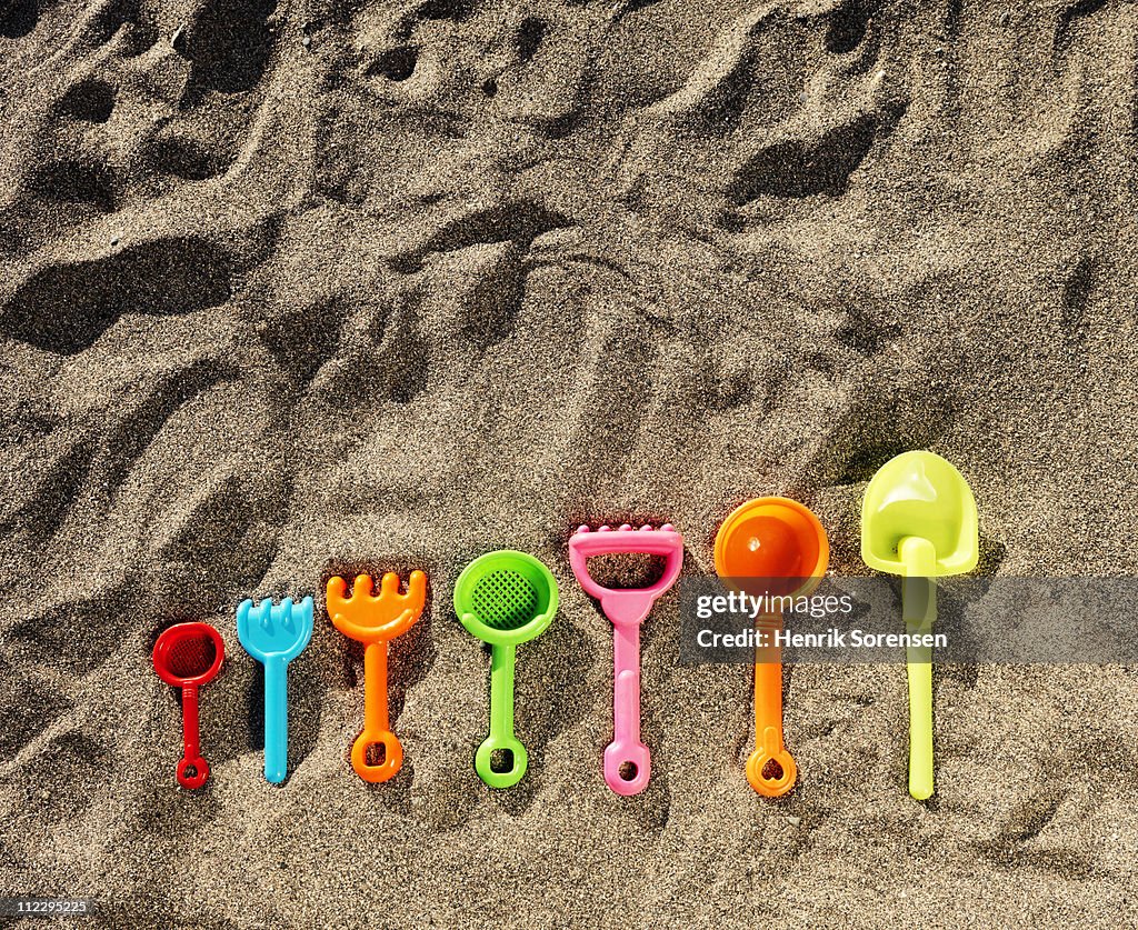A selection of beach toys of various sizes