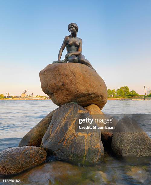 denmark, copenhagen, little mermaid statue - copenhagen mermaid stock pictures, royalty-free photos & images