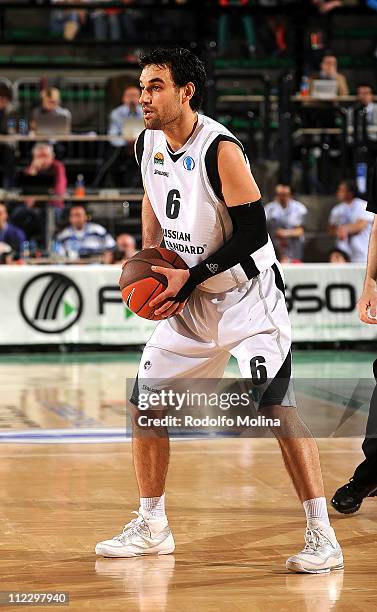 Marko Popovic, #6 of Unics Kazan in action during the Semifinal 1 Eurocup Finals Treviso 2011 between Unics vs Cedevita Zagreb at Palaverde Arena on...