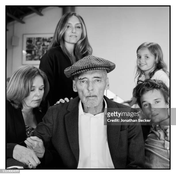 Actor Dennis Hopper is photographed at home with his children: Marin, Ruthanna, Galen, and Henry for Vanity Fair Magazine on August 1, 2010 in...