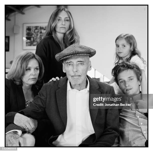 Actor Dennis Hopper is photographed at home with his children: Marin, Ruthanna, Galen, and Henry for Vanity Fair Magazine on August 1, 2010 in...