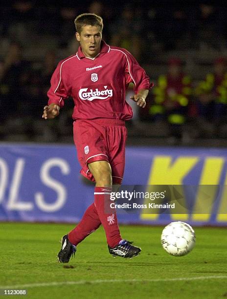 Michael Owen of Liverpool scores his second goal during the UEFA Champions League Third Qualifying Round, First Leg game between FC Haka and...