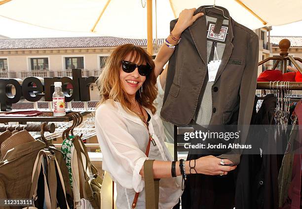 Aubrey Binzer poses with Superdry at the Kari Feinstein MTV Movie Awards Style Lounge held at Montage Beverly Hills on June 3, 2010 in Beverly Hills,...