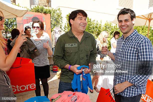Joel Michaely and Andrew Leeds poses with Superdry at the Kari Feinstein MTV Movie Awards Style Lounge held at Montage Beverly Hills on June 3, 2010...