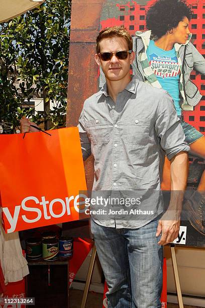 Sam Page poses with Superdry at the Kari Feinstein MTV Movie Awards Style Lounge held at Montage Beverly Hills on June 3, 2010 in Beverly Hills,...