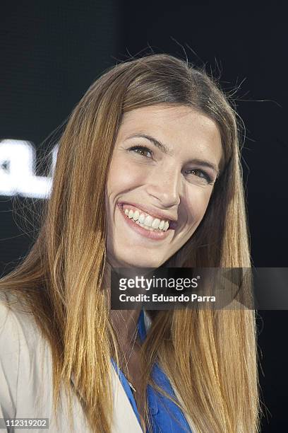 Model Laura Sanchez attends Lexus CT200H photocall at La Caja Magica stadium on May 7, 2010 in Madrid, Spain.