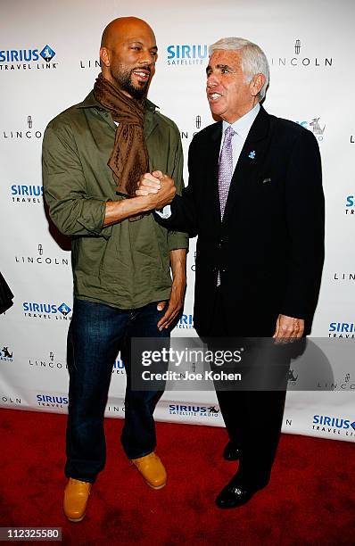 Grammy Winning Hip-Hop Star Common and Sirius CEO Mel Karmazin arrives at Sirius Satellite Radio to Kick-Off The New York International Auto Show on...