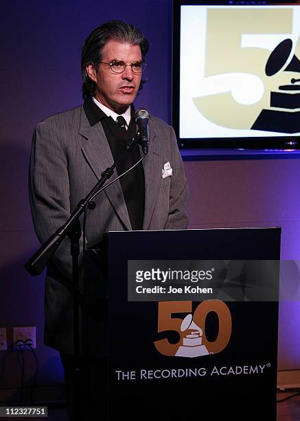 President of the Recording Academy New York Chapter Steve Sterling speaks at the New York Chapter of the National Academy of Recording Arts and...
