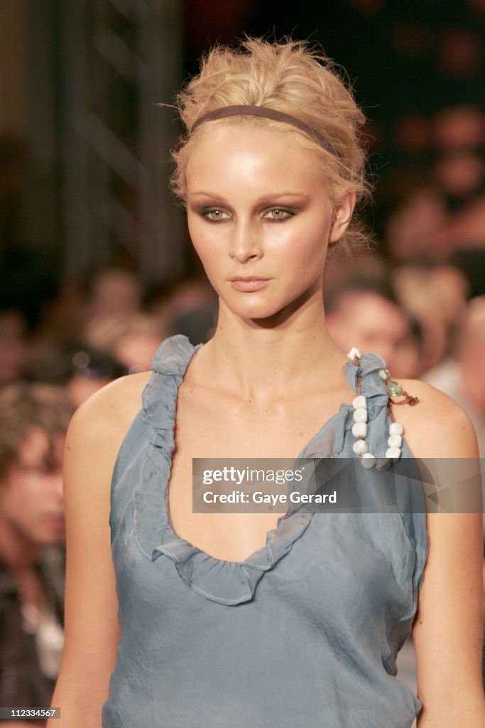 Model wearing Funkulo Spring/Summer 2006 during MAFW Mercedes-Benz ...
