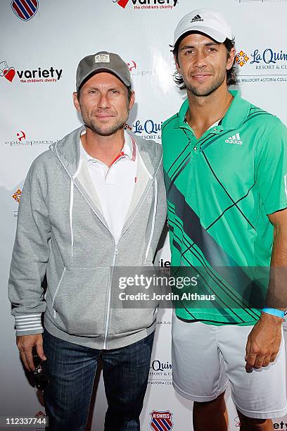 Christian Slater and Fernando Verdasco attend the 6th Annual K-Swiss Desert Smash - Day 1 at La Quinta Resort and Club on March 9, 2010 in La Quinta,...