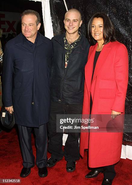 Robin Williams with son Zak & wife Marsha during "Death To Smoochy" Premiere at Ziegfeld Theatre in New York City, New York, United States.