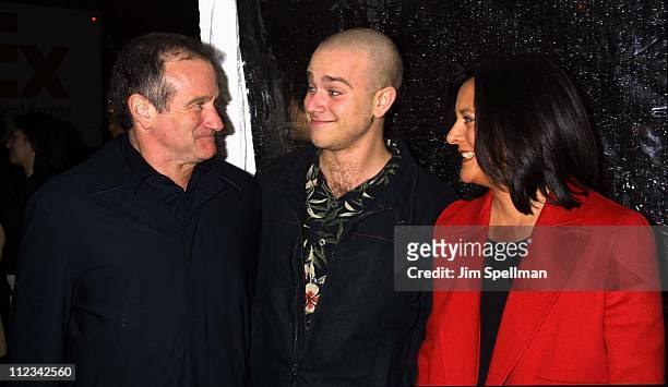 Robin Williams, son Zak & wife Marsha during "Death To Smoochy" Premiere at Ziegfeld Theatre in New York City, New York, United States.