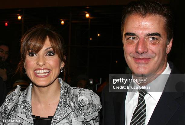 Mariska Hargitay and Chris Noth during "Talk Radio" Broadway Opening Night at The Longacre Theatre and Bar Americain in New York City, New York,...