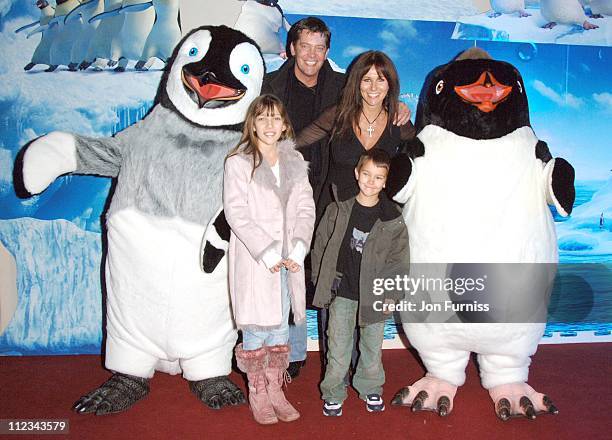 Linda Lusardi with her family during "Happy Feet" London Premiere - After Party in London, Great Britain.