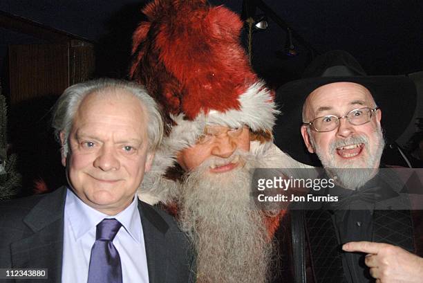 David Jason, The Hogfather and Terry Pratchett during Terry Pratchett's "Hogfather" TV Premiere - Inside at Curzon Mayfair in London, United Kingdom.
