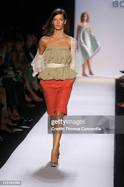 Diana Dondoe wearing BCBG Max Azria Spring 2005 during Olympus Fashion Week Spring 2006 - BCBG Max Azria Collection - Runway at Bryant Park in New...