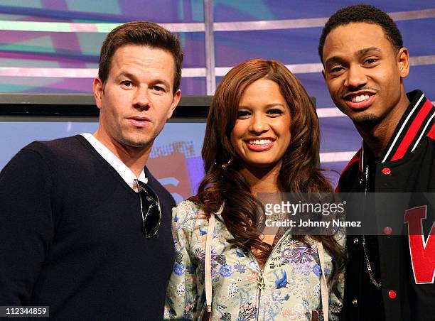 Mark Wahlberg, Rocsi and Terrence during Mark Wahlberg, Fabolous and Sammie visit BET's "106 & Park" - March 14, 2007 at BET Studios in New York...