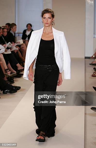 Diana Dondoe wearing Ellen Tracy Spring 2006 during Olympus Fashion Week Spring 2006 - Ellen Tracy - Runway at 575 Seventh Avenue in New York City,...