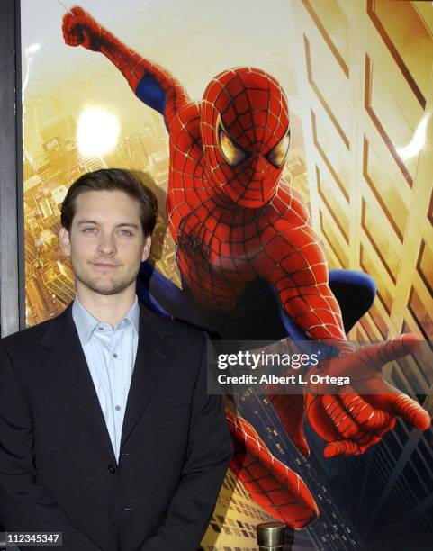 Tobey Maguire during "Spider-Man" Premiere at Mann Village in Westwood, California, United States.