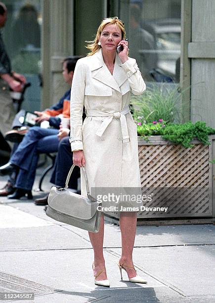 Kim Cattrall during Kim Cattrall Filming "Sex and the City" in Uptown Manhattan at 92nd Street and Madison Ave in New York City, New York, United...