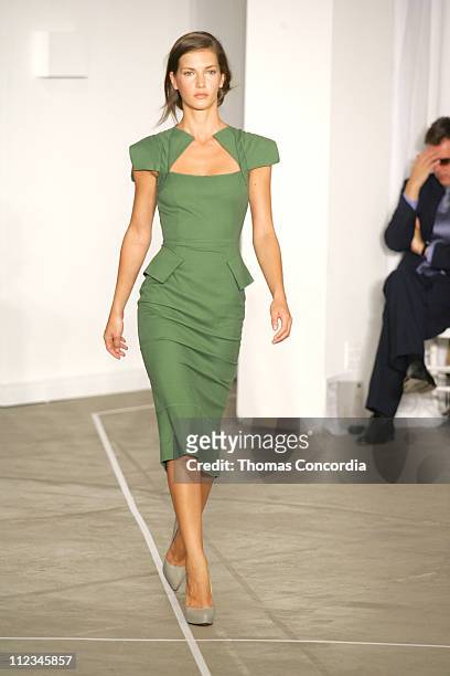 Diana Dondoe wearing Roland Mouret Spring 2006 during Olympus Fashion Week Spring 2006 - Roland Mouret - Runway at To Be Determined in New York City,...