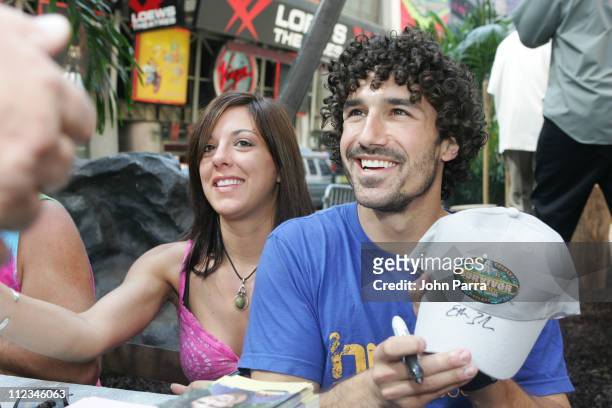 Jenna Morasca and Ethan Zohn during "Survivor" Takes On Times Square at Times Square in New York City, New York, United States.