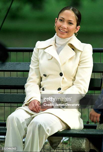 Jennifer Lopez during Jennifer Lopez on Location for "Maid in Manhattan" at Central Park in New York City, New York, United States.