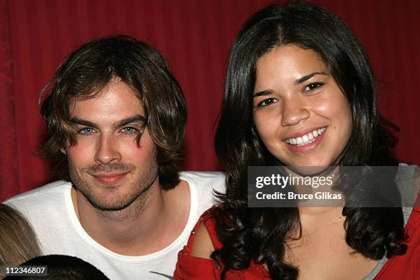 Ian Somerhalder and America Ferrera during Off-Broadway "Dog Sees God: Confessions of a Teenage Blockhead" Rehearsals - November 15, 2005 at Century...