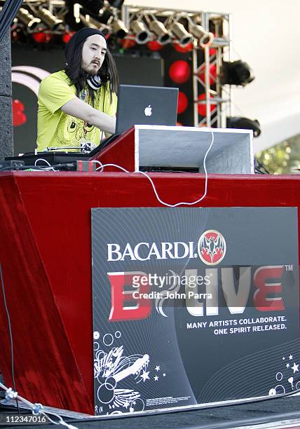 Steve Aoki during Bacardi B*Live Concert in Miami - Backstage & Private VIP Area at Bayfront Amphitheatre in Miami, FL, United States.