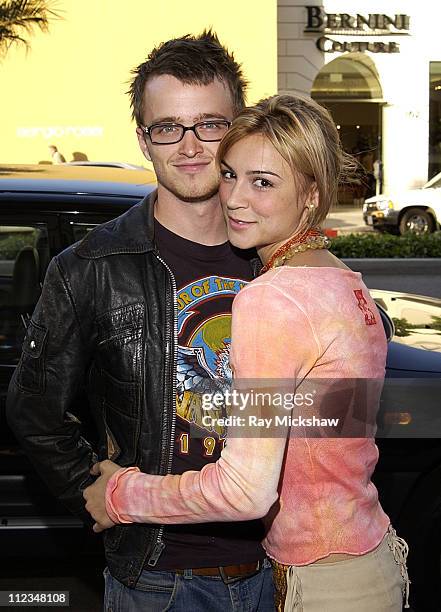 Aaron Paul and Samaire Armstrong during A. Testoni and Movieline Host Grand Re-Opening of Rodeo Drive Store at A. Testoni-Beverly Hills Store in...