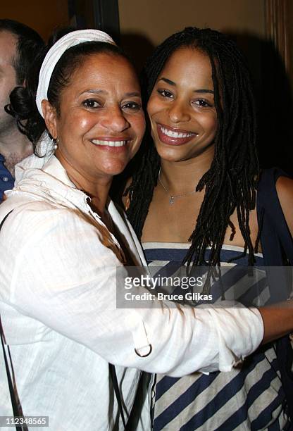 Debbie Allen and daughter Vivian Nixon during Judge Marilyn Milian of The Peoples Court visits "Hot Feet" on Broadway at The Hilton Theater in New...