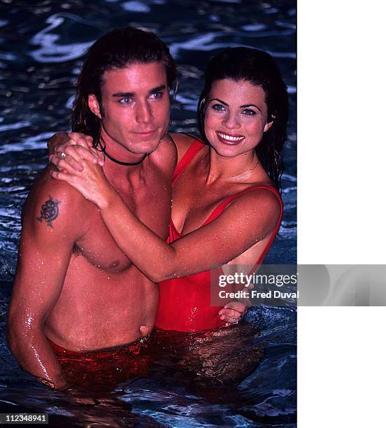 Yasmine Bleeth during Jason Simmons and Yasmine Bleeth in the pool - Baywatch at London Hotel in London, Great Britain.