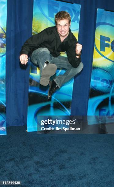 Taran Killam jumping around during Fox Television 2002-2003 Upfront Party - Arrivals at Pier 88 in New York City, New York, United States.