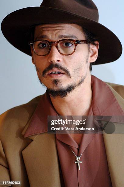 Johnny Depp during "The Libertine" Press Conference with Johnny Depp and John Malkovich at Four Season's Hotel in Beverly Hills, California, United...