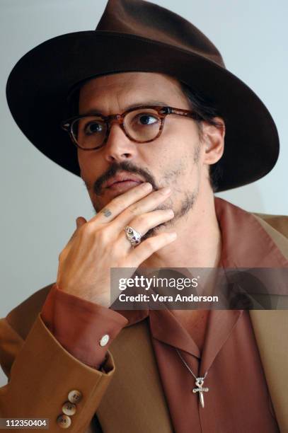 Johnny Depp during "The Libertine" Press Conference with Johnny Depp and John Malkovich at Four Season's Hotel in Beverly Hills, California, United...