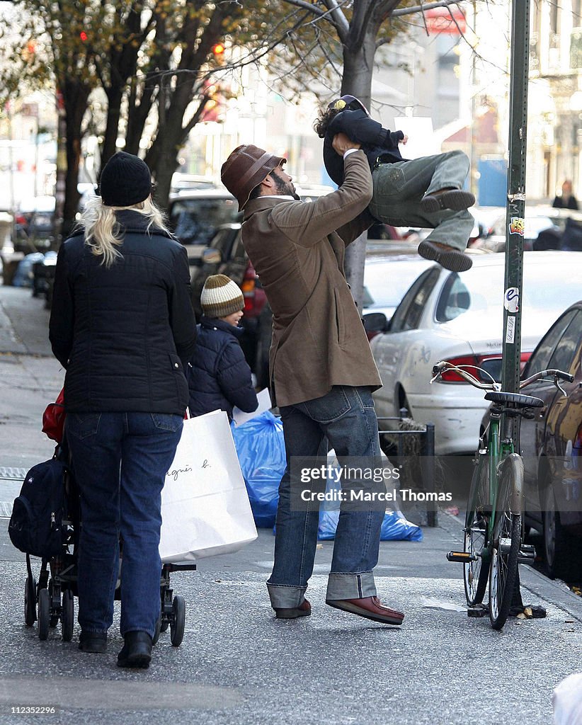 Laura Dern and Ben Harper with Family Sighting in SOHO - December 6, 2006