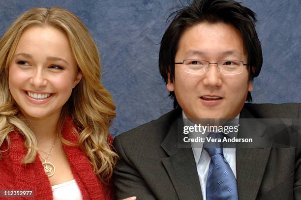 Hayden Panettiere and Masi Oka during "Heroes" Press Conference with Milo Ventimiglia, Hayden Panettiere, Greg Grunberg, Ali Larter, Masi Oka and...