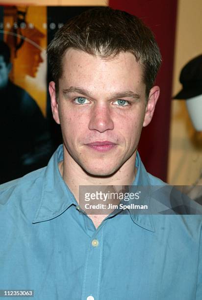 Matt Damon during New York Special Party for "The Bourne Identity" to Benefit the Legal Action Fund at Burberry in New York City, New York, United...